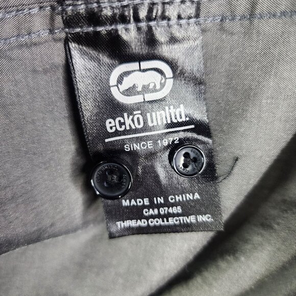 Mens Gray Ecko Unltd Shirt Long Sleeve Button Up Double Front Pockets Size 2XL - Picture 7 of 11